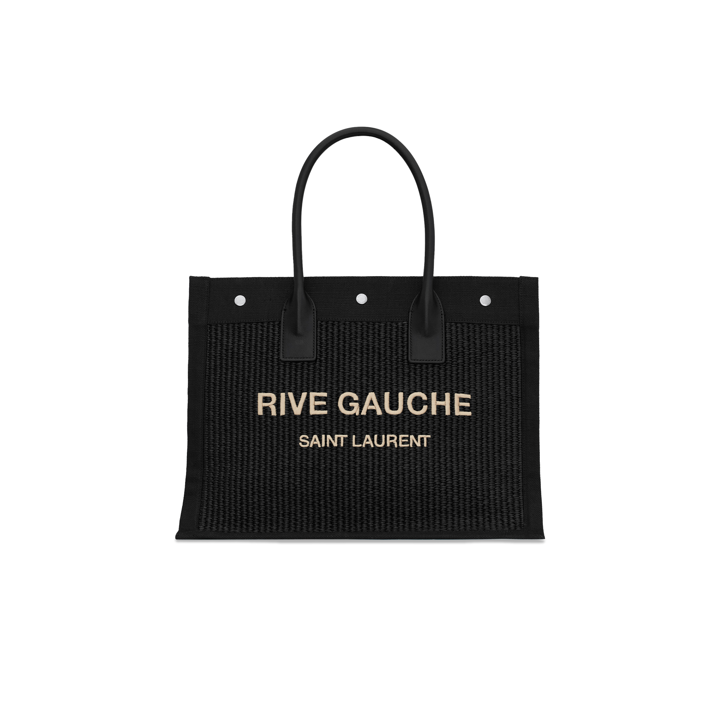 YSL RIVE GAUCHE SMALL TOTE BAG IN RAFFIA AND LEATHER 6174812M21E1050 (39*31*18cm)